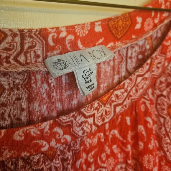 Lila Rose Size Small S Boho Blouse Top Red Rayon Spandex Boho Tunic Scoop Neck - Picture 4 of 9